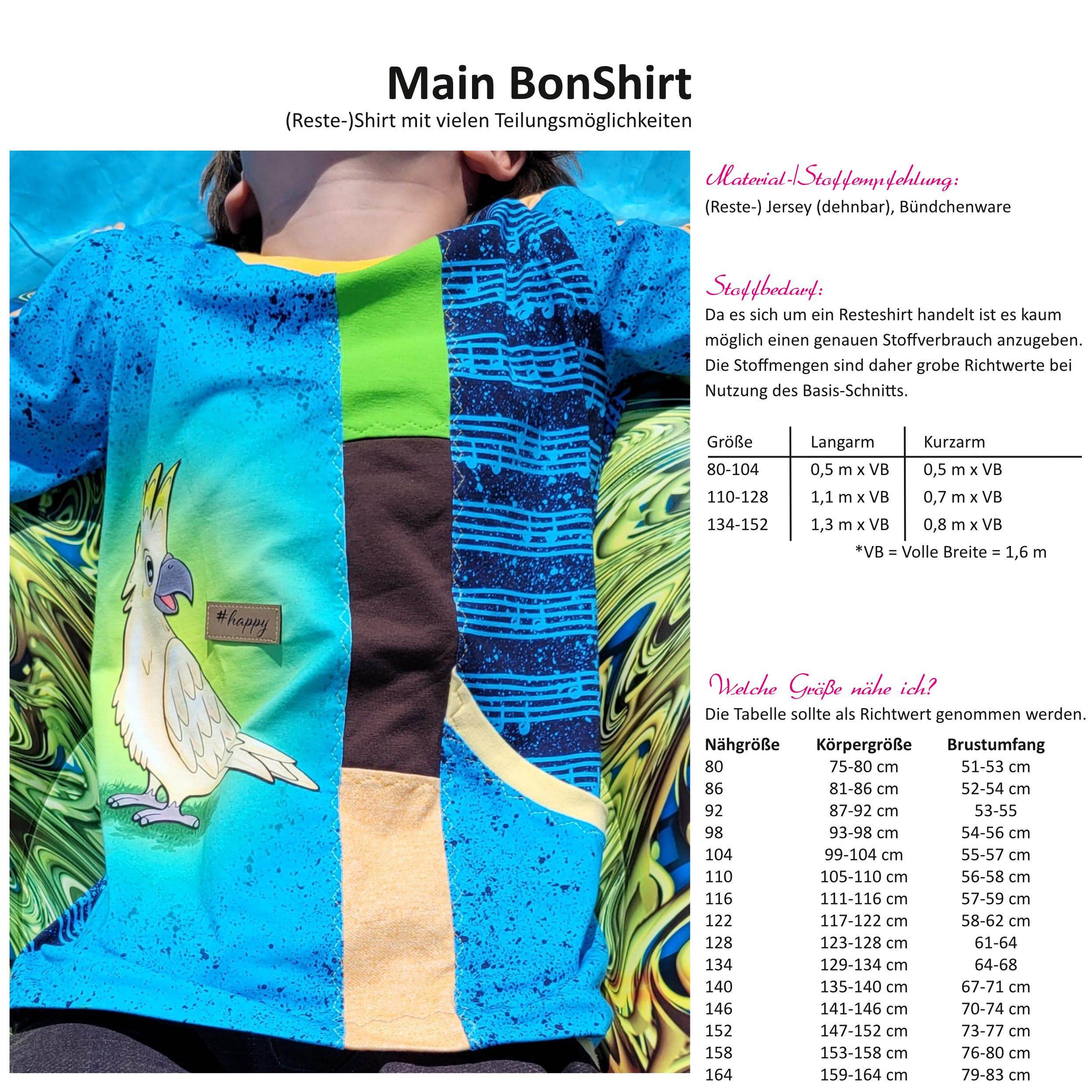 Schnittmuster Main BonShirt - Resteshirt - 80-164 - Sewando