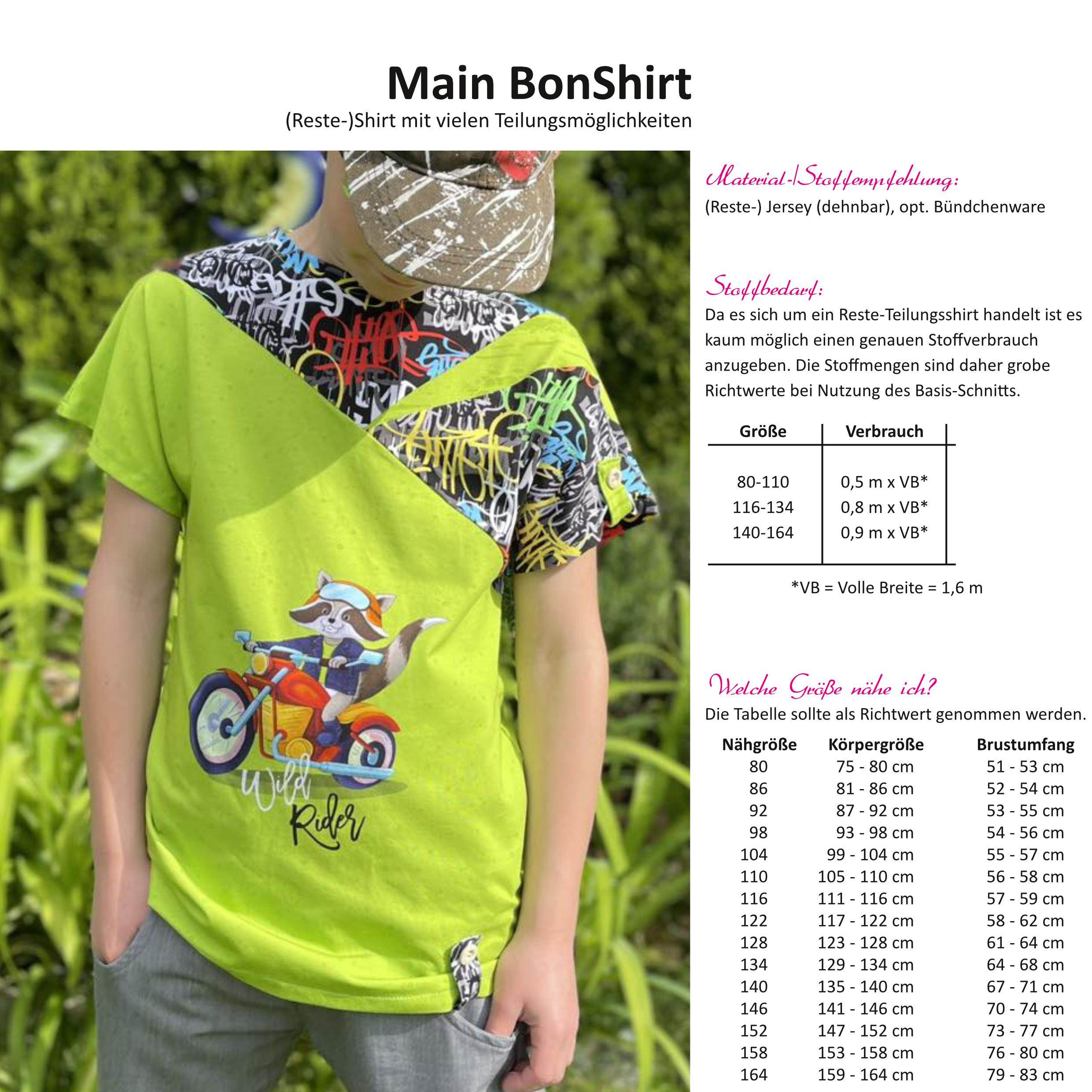 Kombipaket Schnittmuster Main PiniShirt Gr. 80-164 + 2 Plotterdateien Kawai Muscheln & Hallo Sommer - Sewando