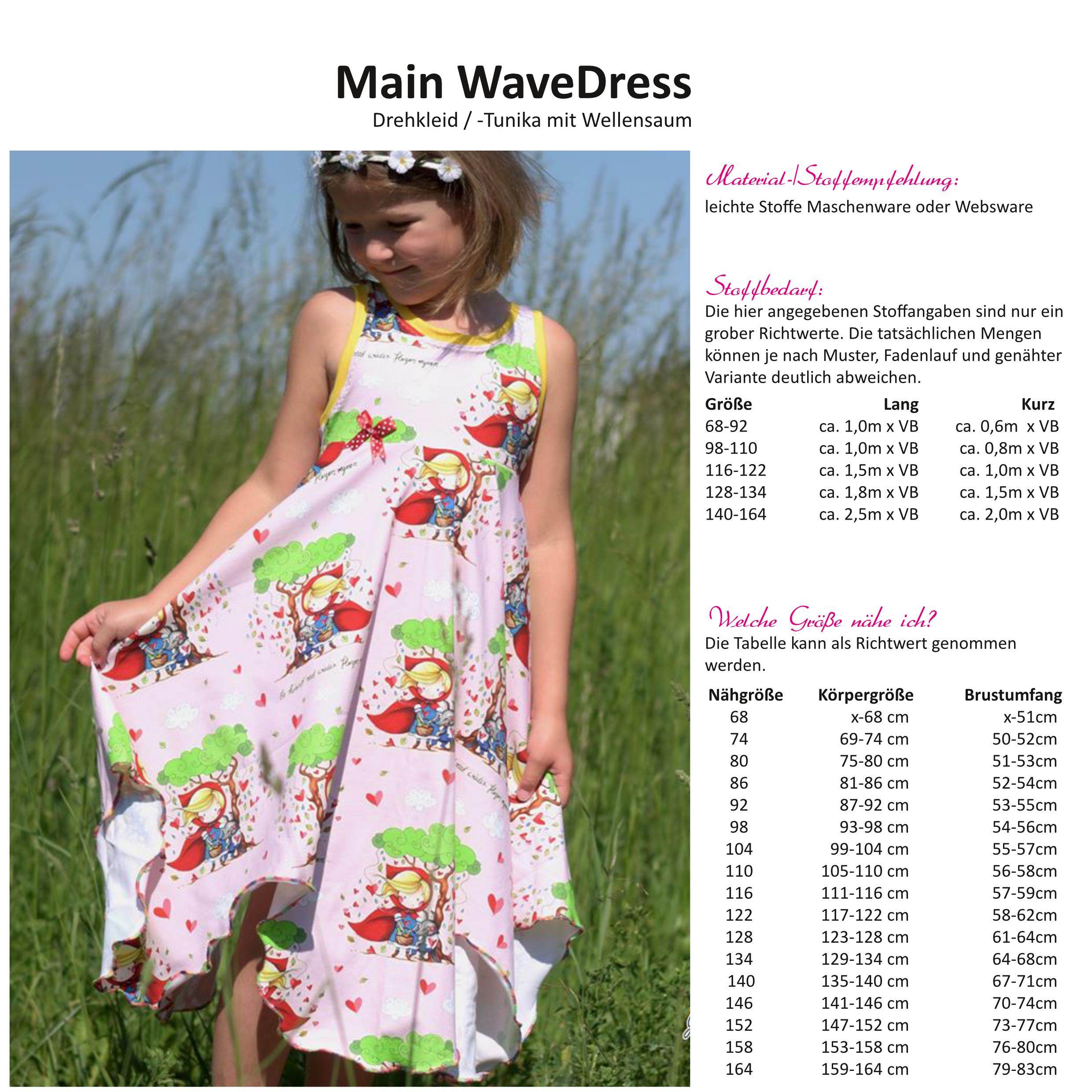 Schnittmuster Main WaveDress - Drehkleid / -Tunika – Größe 68-164 - Sewando