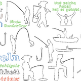 Stickdatei - Angler 19 Motive Angel Linien schlicht einfach