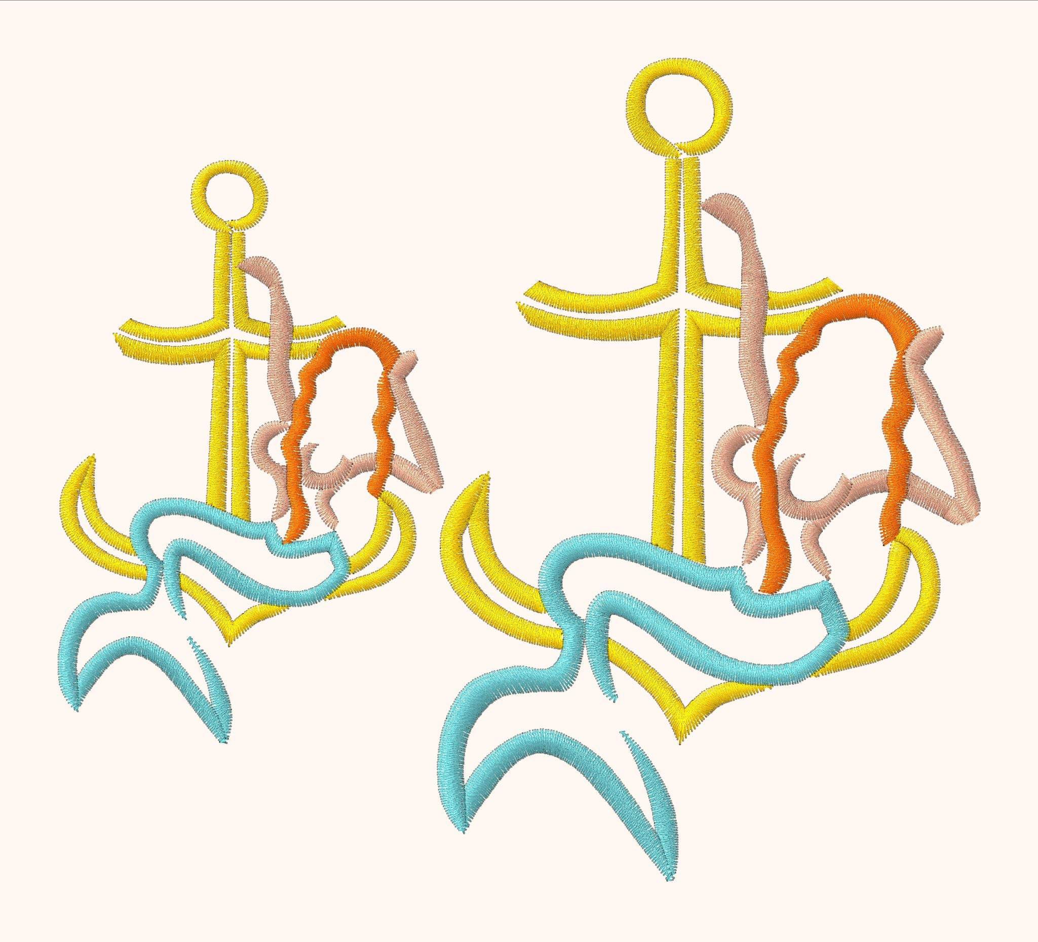 2x Stickdatei Ankernixe Satinstick - Sewando