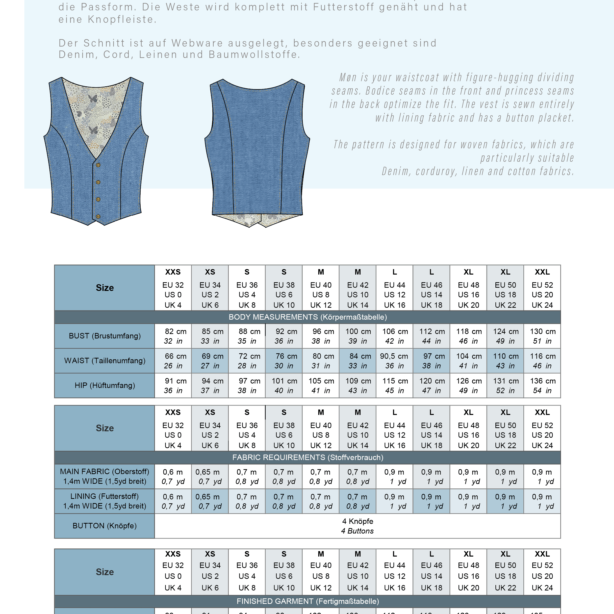 MØN.weste | Damen | 32-52 | Schnitt : - Sewando
