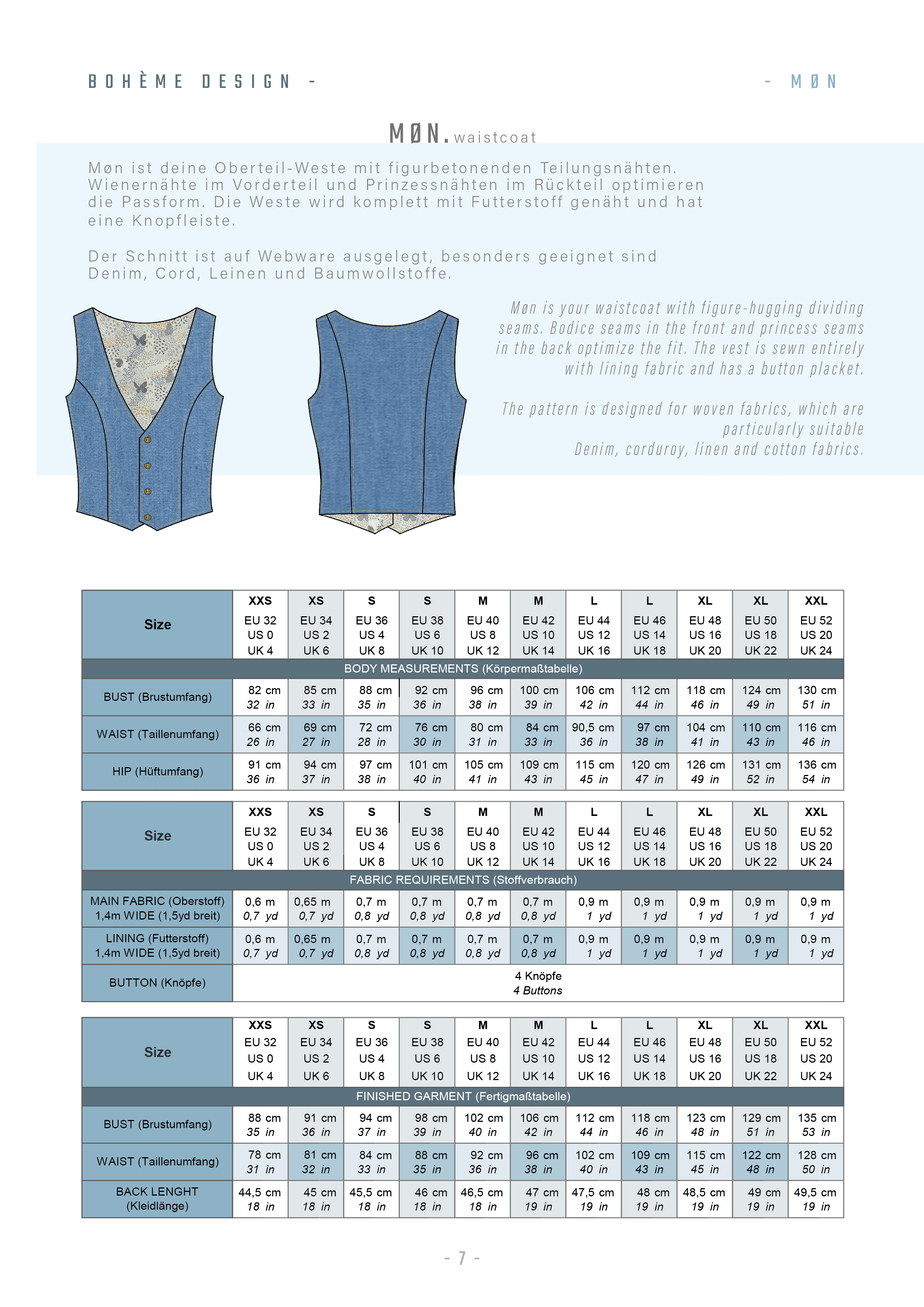 MØN.weste | Damen | 32-52 | Schnitt : - Sewando