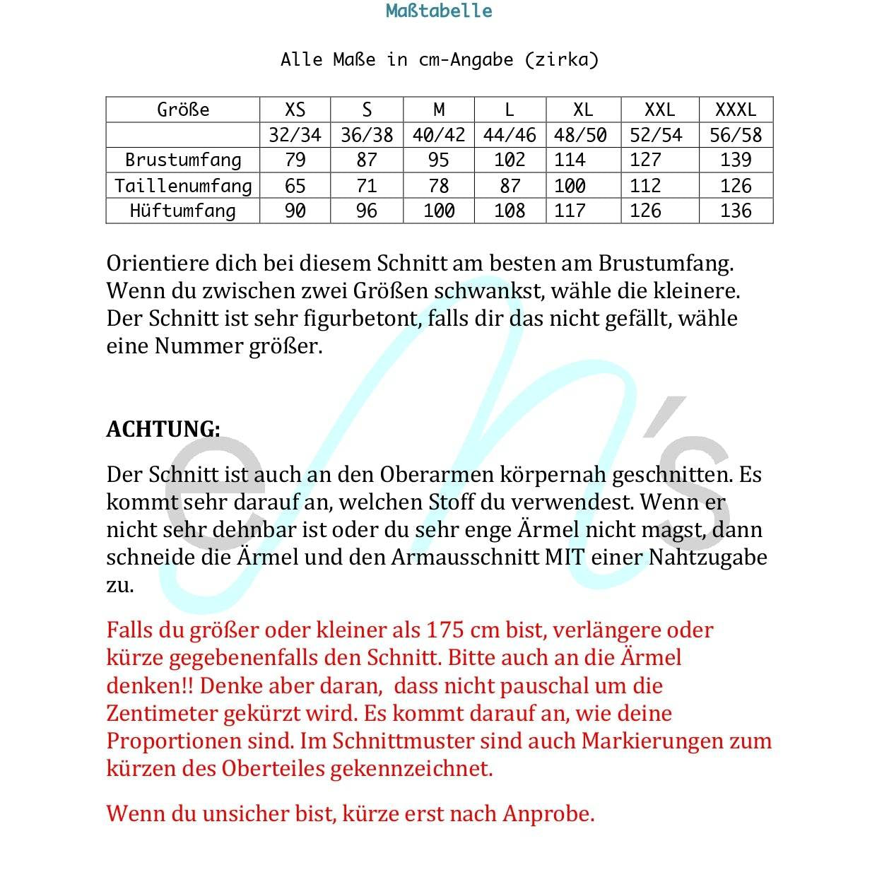 Schnittmuster Shirt Kleid AMALIA Gr. XS-XXXL : - Sewando