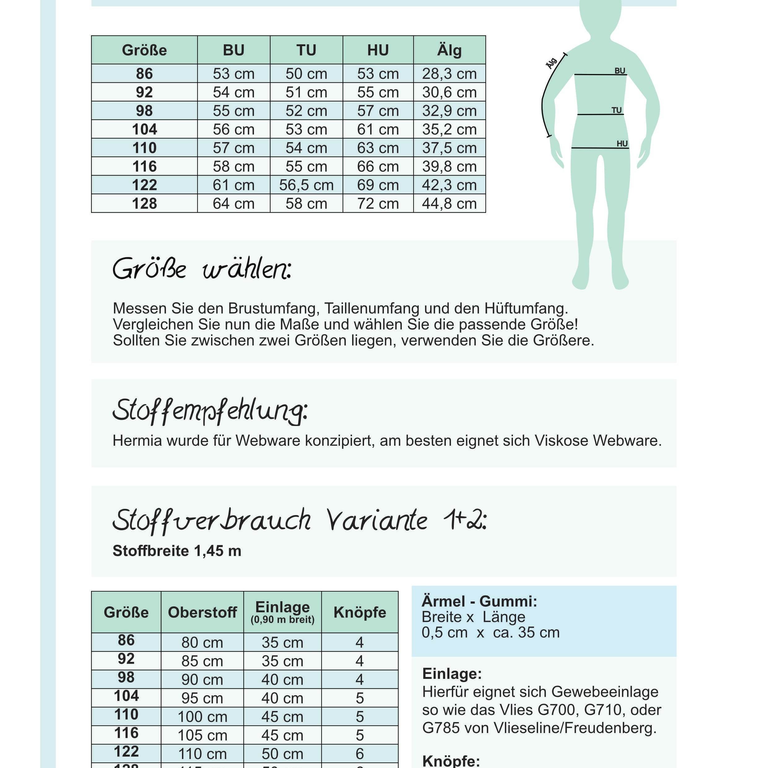 Schnittmuster Ebook Bluse Hermia Gr. 86-128 : - Sewando