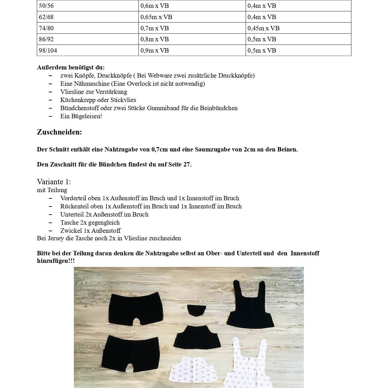 Schnittmuster Emmas kurze Beinchen Latzhose Größe 50/56 – 98/104 - Sewando