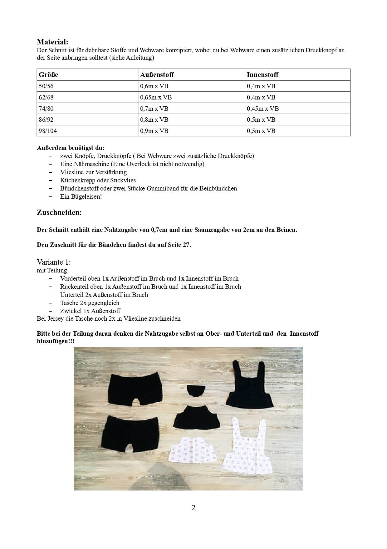 Schnittmuster Emmas kurze Beinchen Latzhose Größe 50/56 – 98/104 - Sewando