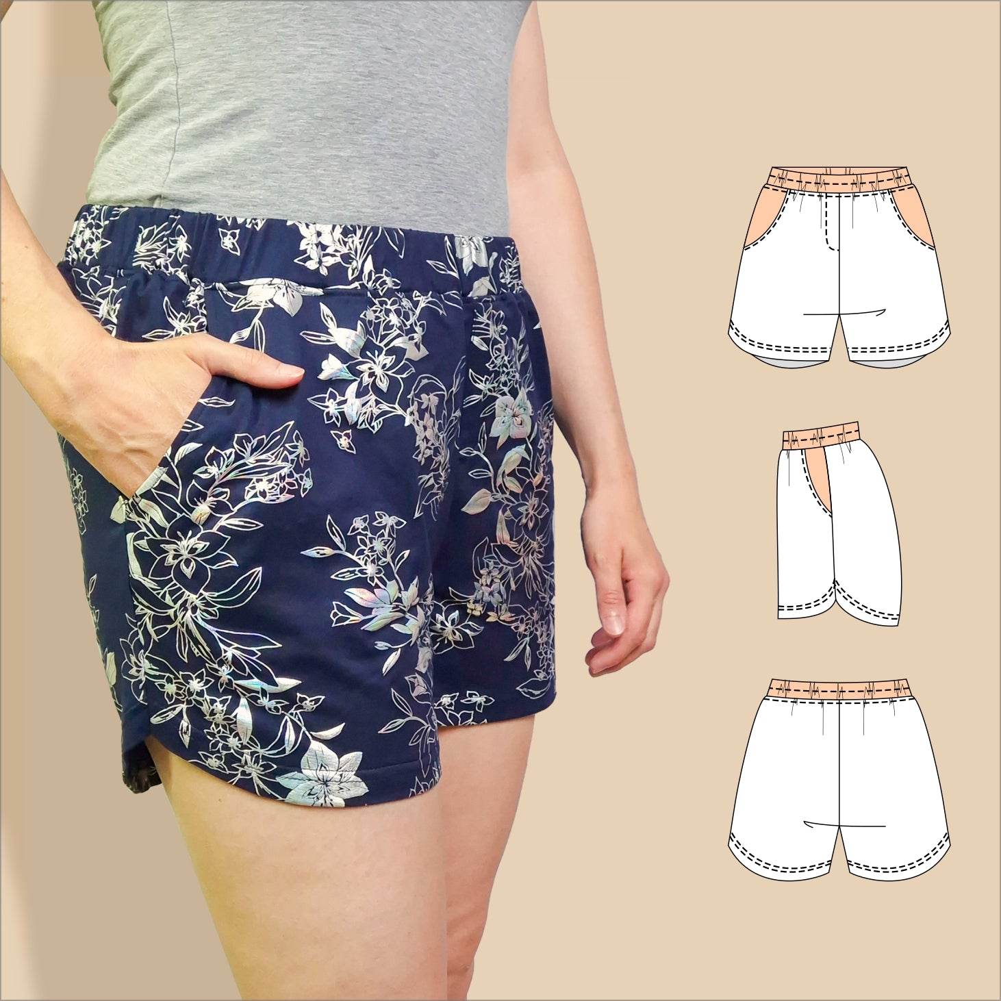 Schnittmuster Anni - Lässige Shorts mit Gummizug Gr. 34-50 - Sewando