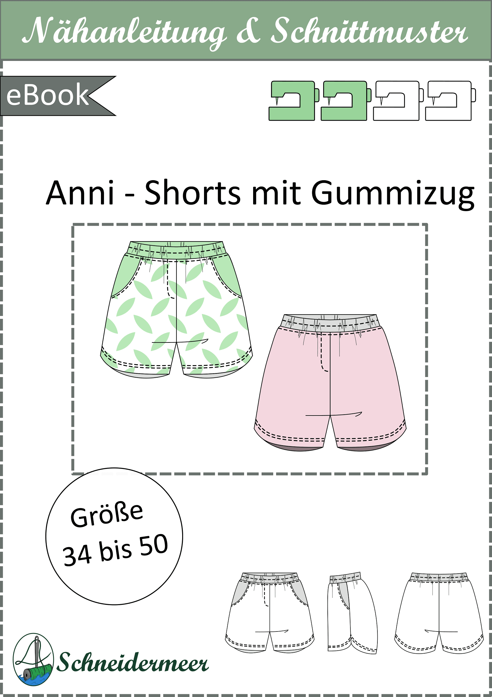 Schnittmuster Anni - Lässige Shorts mit Gummizug Gr. 34-50 - Sewando