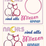4x Stickdatei "Miezen" ITH und Text