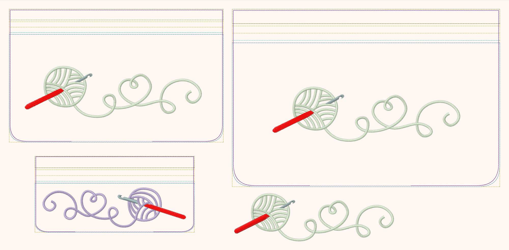3x Stickdatei Projekttasche Häkeln - Sewando