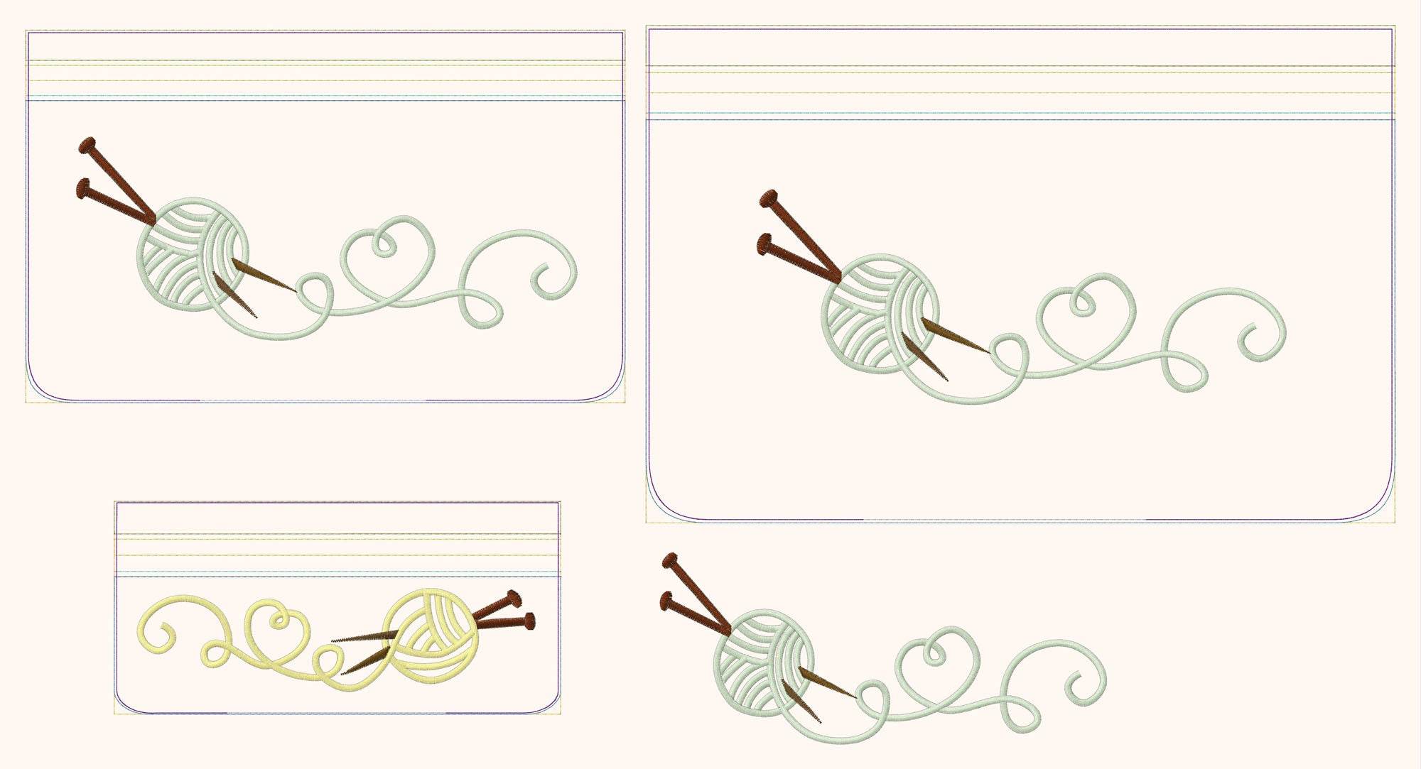 3x Stickdatei Projekttasche Stricken - Sewando