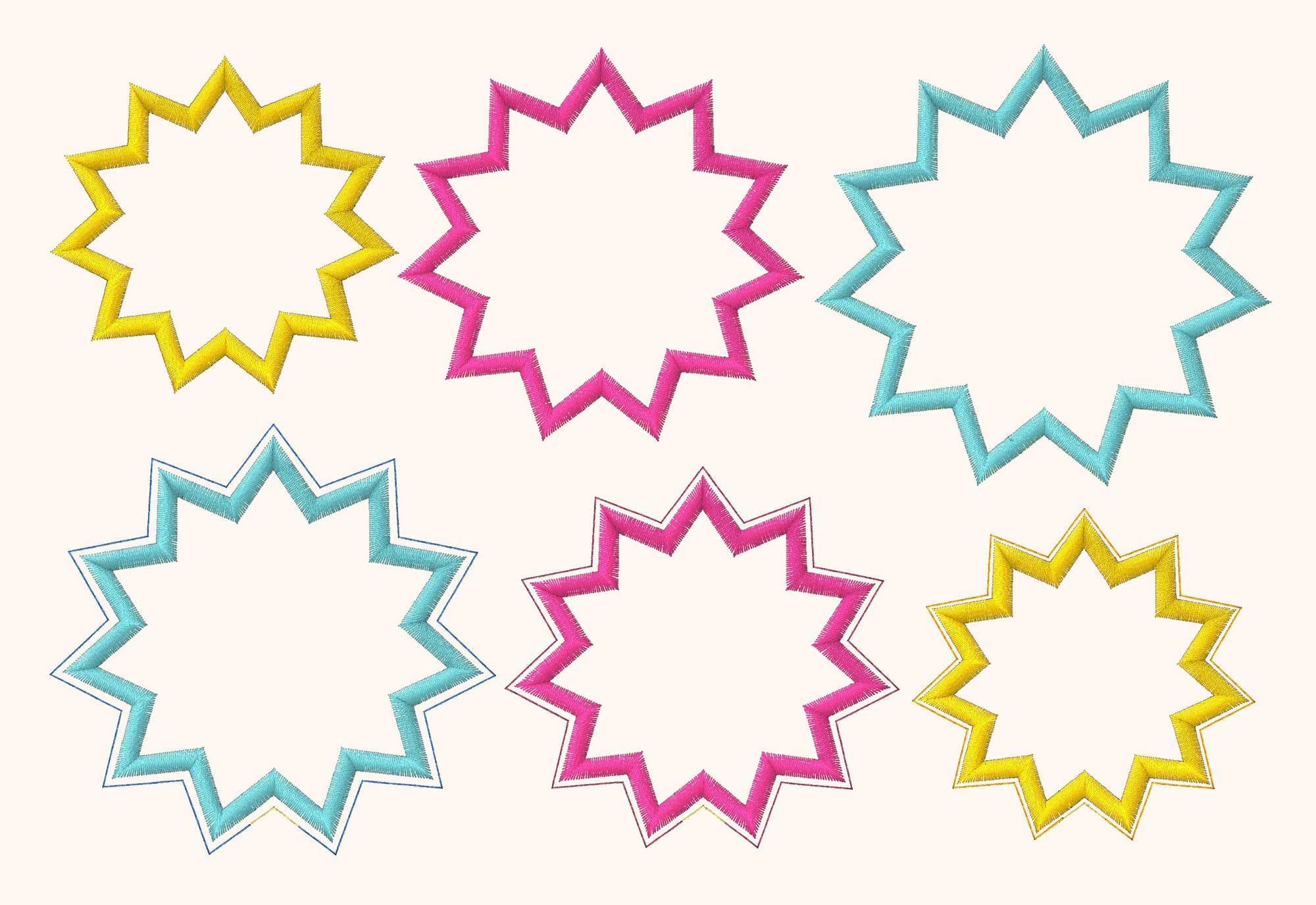 6x Stickdatei Deko Sonne ITH mit Applikation - Sewando