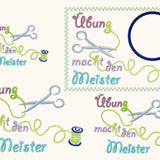 4x Stickdatei "Übung" ITH mit Spruch