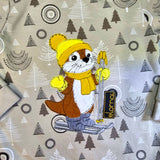 Stickdatei Ski Otter Willi - Doodle Applikation Winterfreunde 5 Größen 13x18 - 20x30