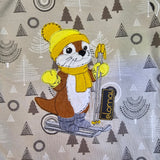 Stickdatei Ski Otter Willi - Doodle Applikation Winterfreunde 5 Größen 13x18 - 20x30