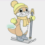 Stickdatei Ski Otter Willi - Doodle Applikation Winterfreunde 5 Größen 13x18 - 20x30