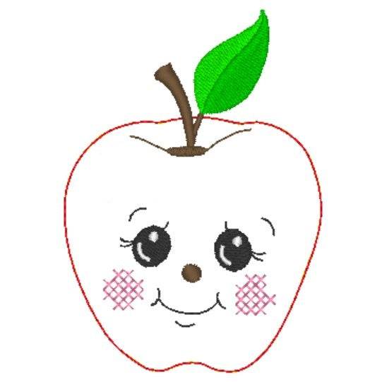 Stickdatei - 6 Äpfel mit Gesichtern (Doodle Applikation) - Sewando