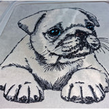 Stickdatei Applikation Mops Welpe  "Daisy"  - realistisch - FÜR HELLE & DUNKLE STOFFE