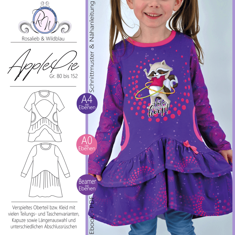Schnittmuster Pullover/ Kleid Applepie Gr. 80 bis 152 - Sewando