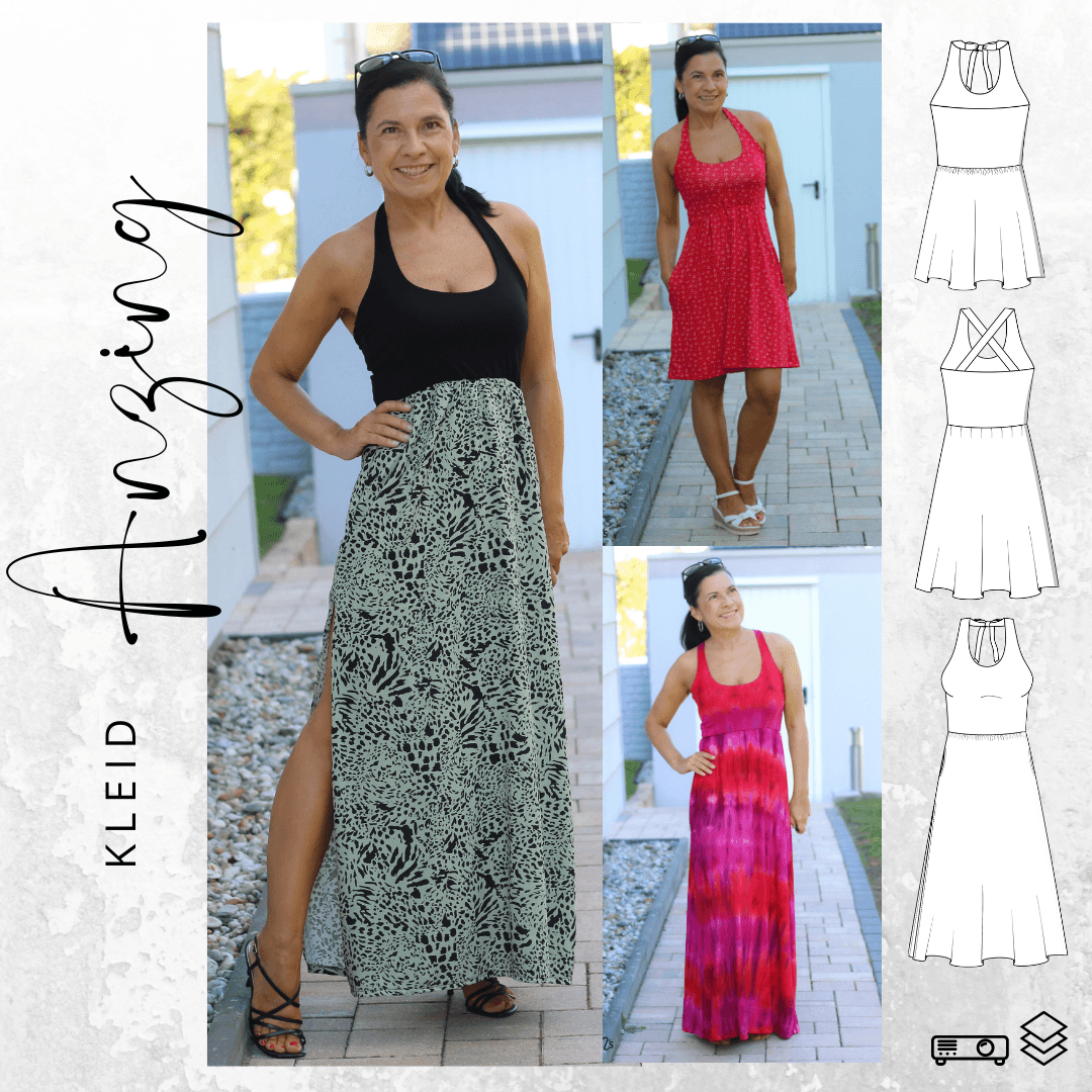 Schnittmuster Kleid ANZING Gr. 32-50 : - Sewando