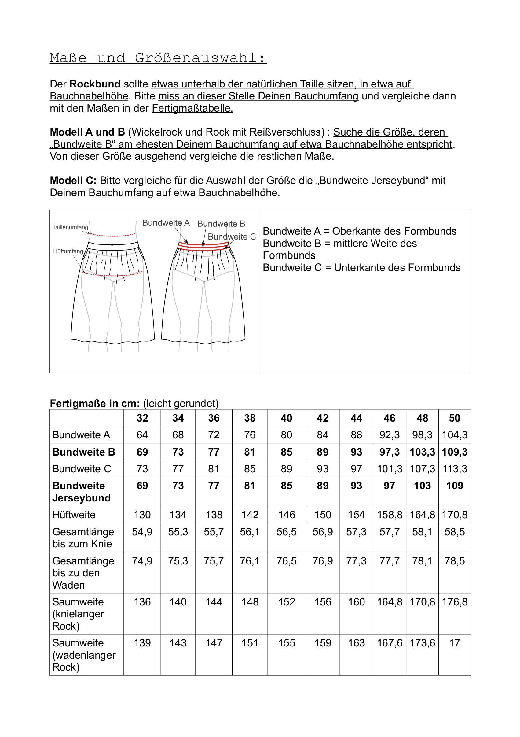 Schnittmuster ROCK & WICKELROCK ARONIA Gr. 32-50 - Sewando