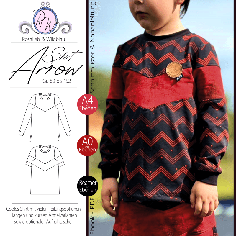 Schnittmuster Arrow Shirt Gr. 80 bis 152 - Sewando