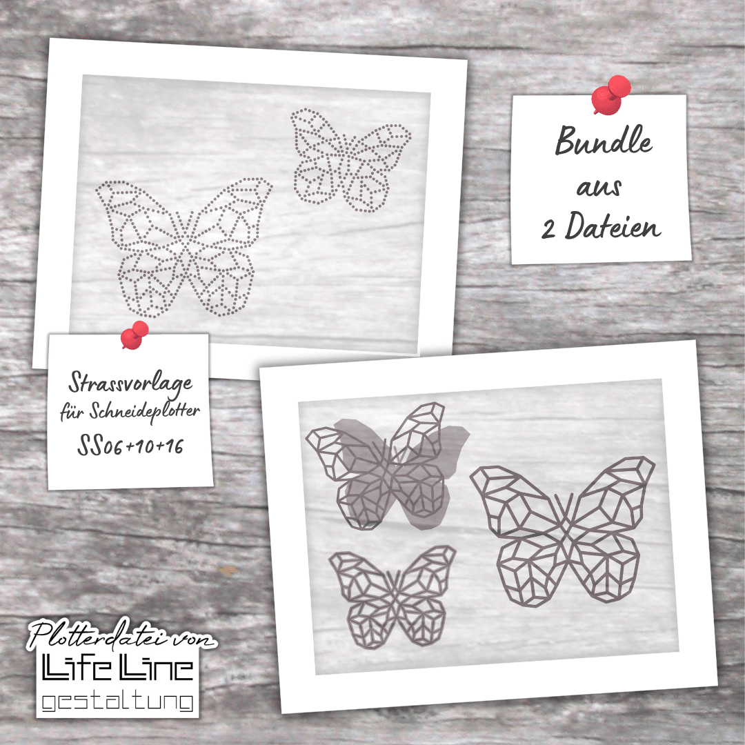Plotterdateien-Bundle SCHMETTERLING + SCHMETTERLING STRASS svg + dxf - Sewando