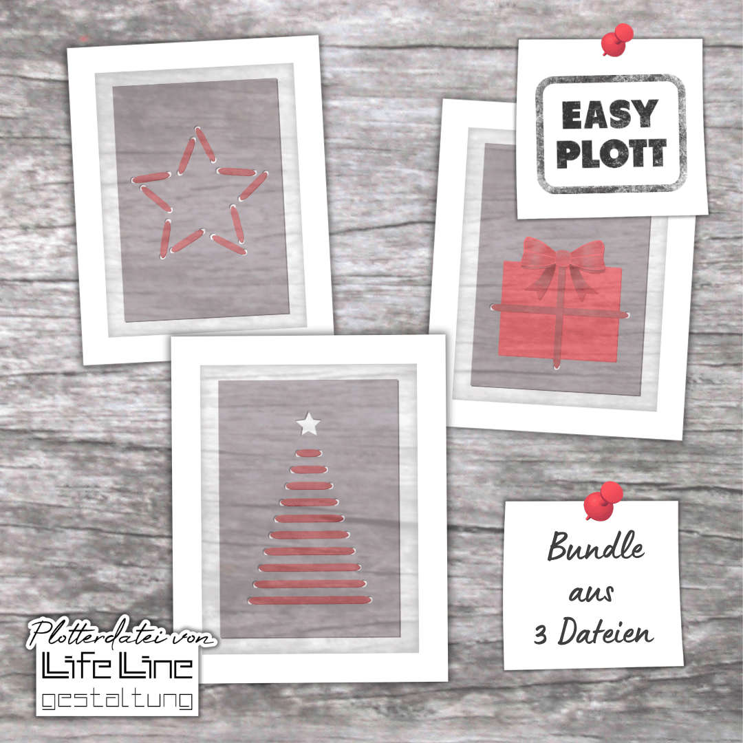 Plotterdateien-Bundle WEIHNACHTSKARTEN svg + dxf - Sewando