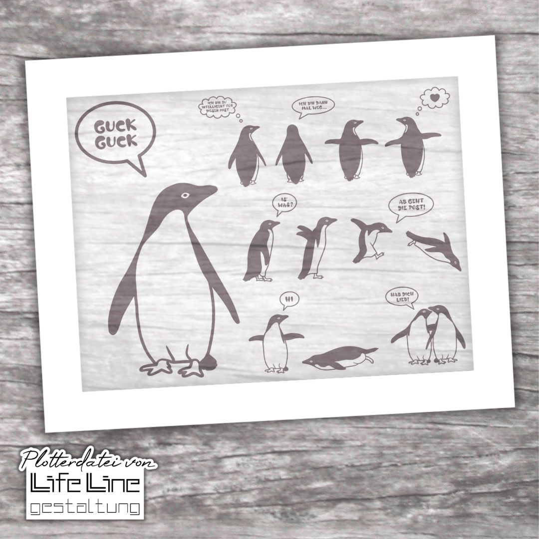 Plotterdatei PINGUINE svg + dxf - Sewando