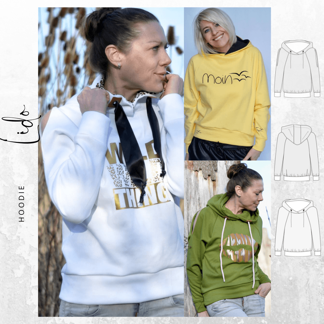 Schnittmuster Oversize Hoodie LIDO Gr. 34-52 : - Sewando