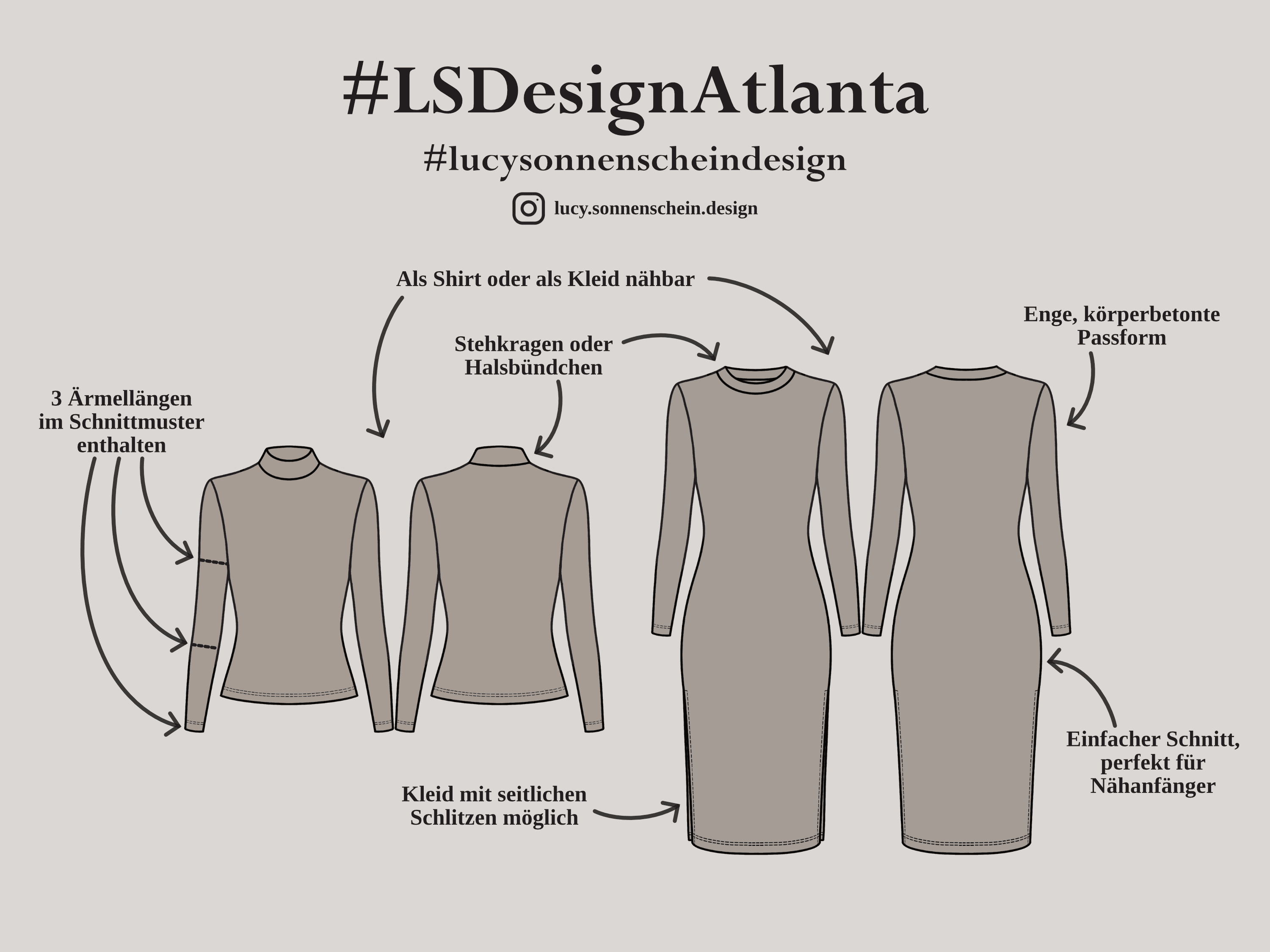 Shirt / Kleid - Atlanta - Schnittmuster - Gr. 32-50 : - Sewando