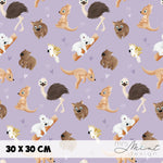 Stoffdesign - G'Day Mate Australien - alle Tiere flieder - nicht exkusiv - Sewando