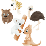 Bügelbilder PNG - G'Day Mate Australien - Känguru, Koala, Wombat - Sewando