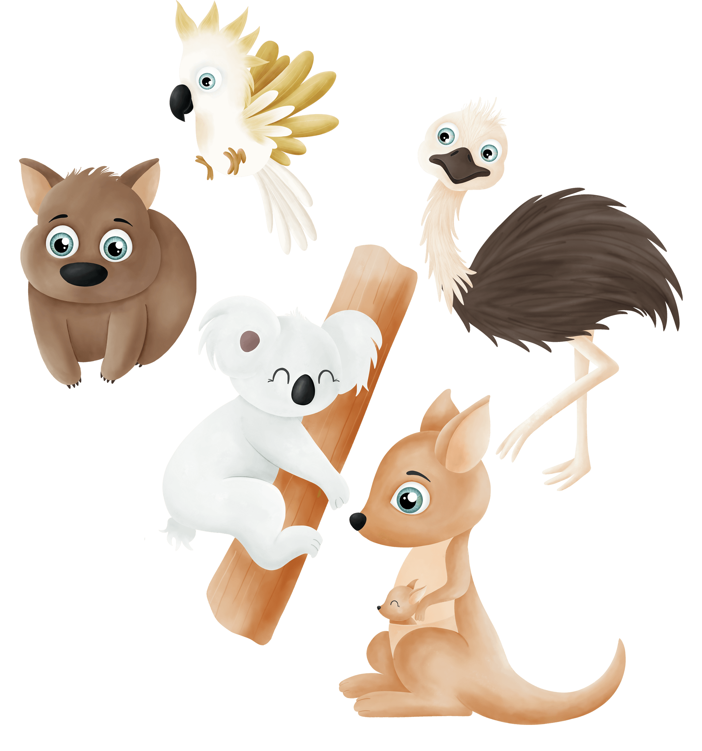 Bügelbilder PNG - G'Day Mate Australien - Känguru, Koala, Wombat - Sewando