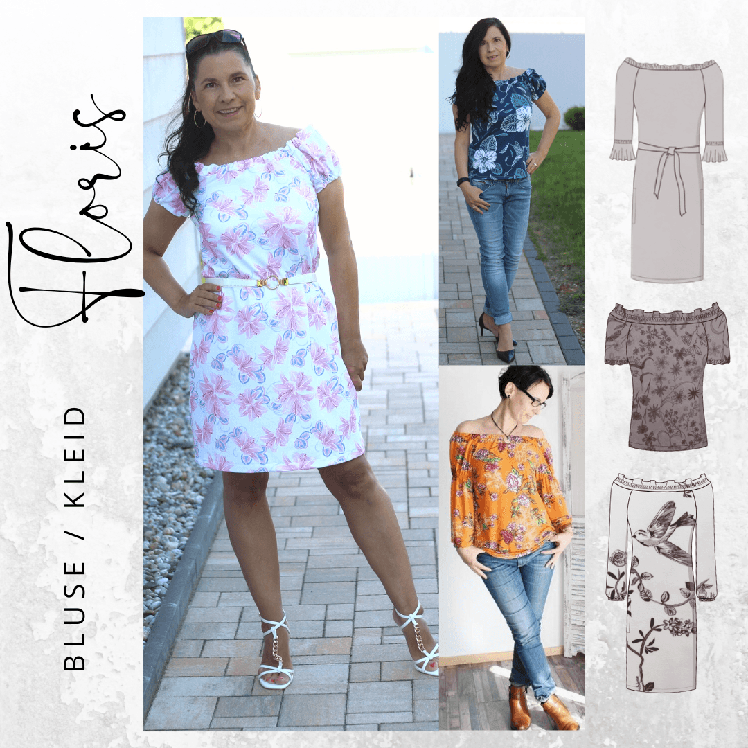Schnittmuster Bluse / Kleid FLORIS Gr. 34-48 : - Sewando