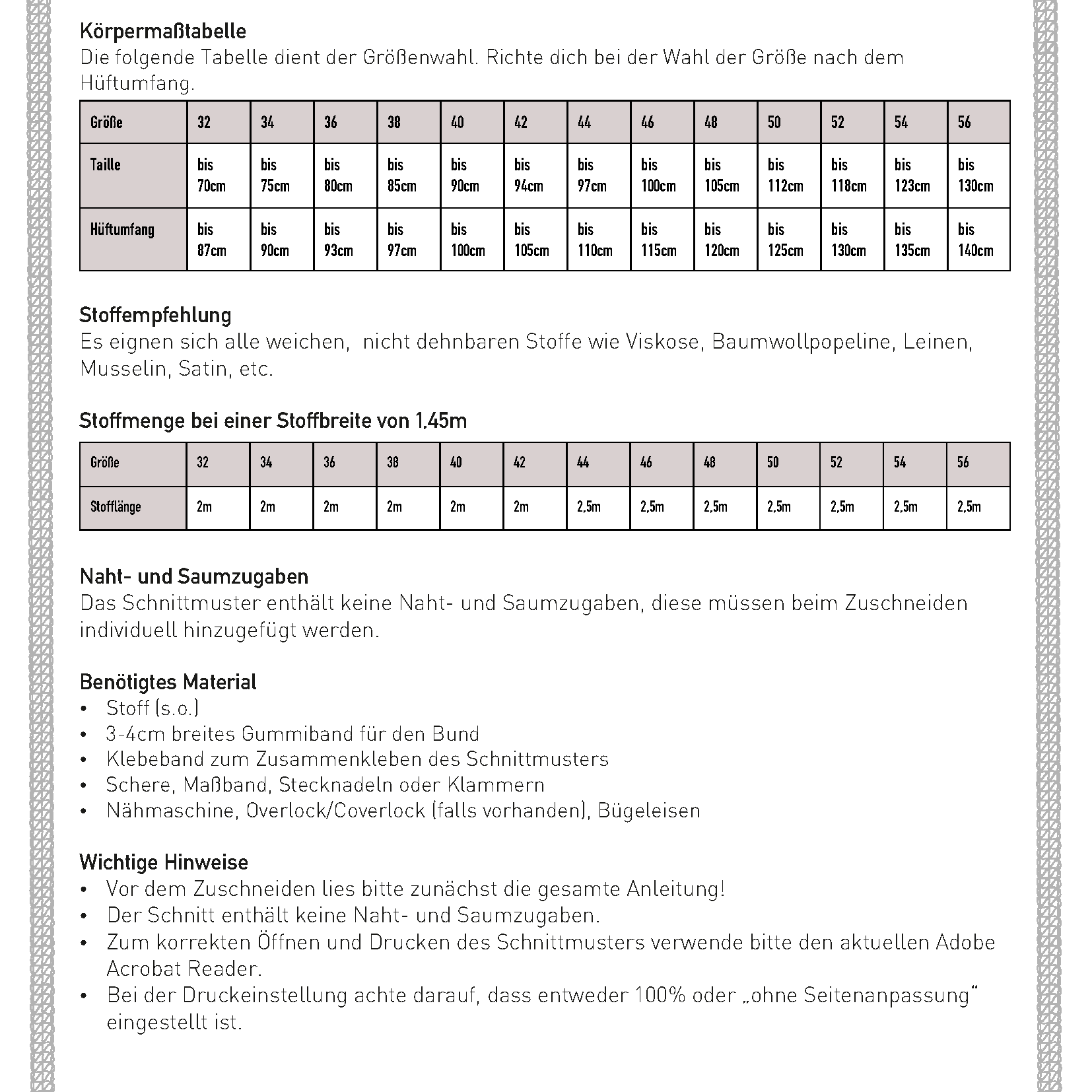 Schnittmuster Culotte Hosenrock AZUR (32-56) : - Sewando
