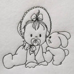 Stickdatei Baby mit Hase – zartes Doodle-Motiv für Geburtsgeschenke - Sewando