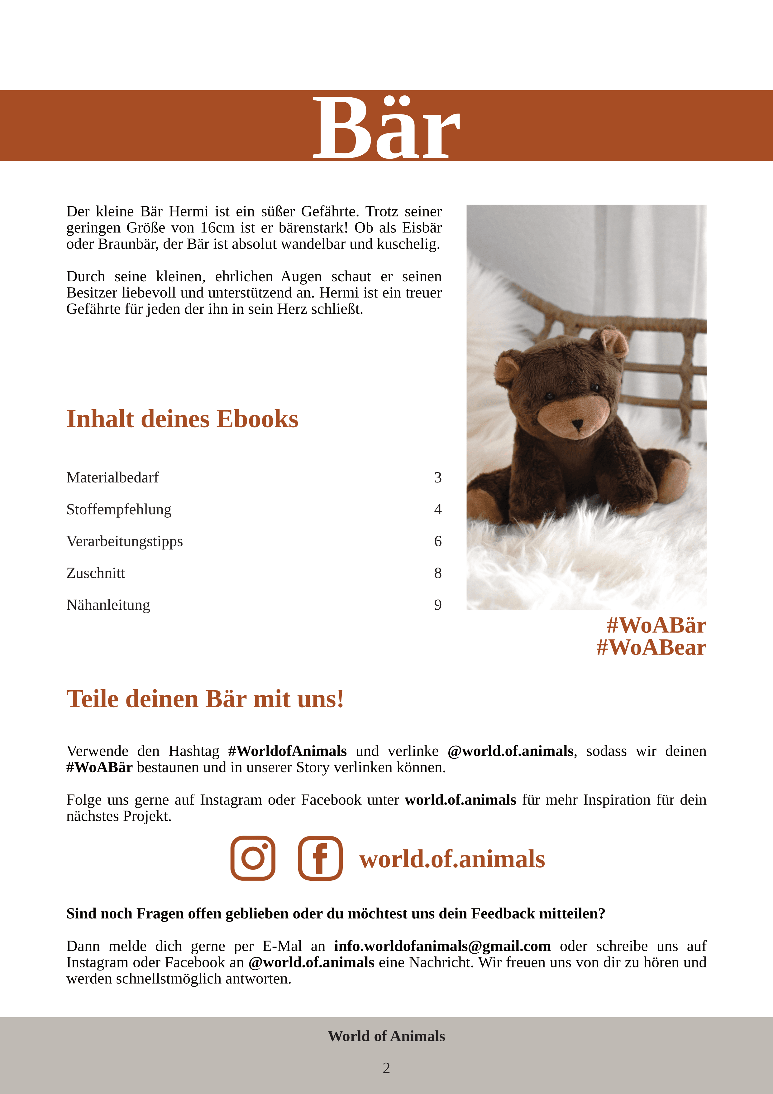 Bär Hermi - PDF Schnittmuster und Nähanleitung - 16cm. - Sewando