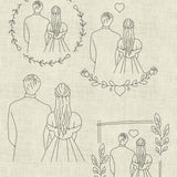 Stickdatei Hochzeit Brautpaar Line Art Set 949 - Sewando