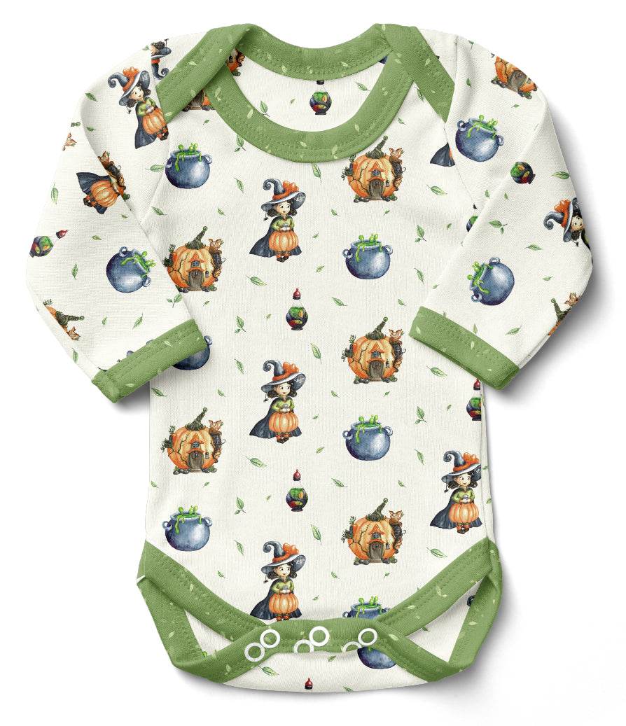 Stoffdesign nahtloses Muster Waldmutzel Kürbismädchen/ Hexe - Sewando