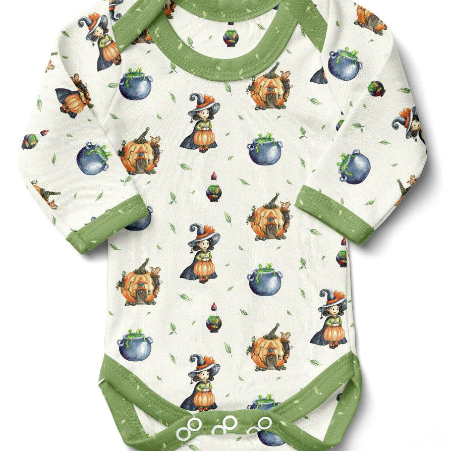 Stoffdesign nahtloses Muster Waldmutzel Kürbismädchen/ Hexe - Sewando