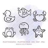 Plotterdatei kleine Badefreunde 6 Designs - Sewando
