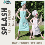 Schnittmuster *Bath Towel Set Splash Kids* Saunakilt, Handtuchturban Gr. 74-176 - Sewando