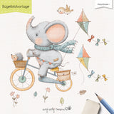 Bügelbildvorlage Elephant Bicycle Ride