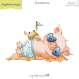 Bügelbildvorlage Strandliebe Pig