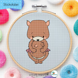 Stickdatei Bärchen Mama mit Kind - Doodle-Datei - 4 Größen, 8 Formate