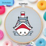 Stickdatei kleines Schiff 1 - Doodle-Datei - 4 Größen, 8 Formate