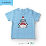 Stickdatei kleines Schiff 1 - Doodle-Datei - 4 Größen, 8 Formate