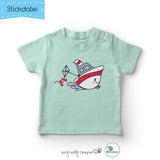 Stickdatei kleines Schiff 2 - Doodle-Datei - 4 Größen, 8 Formate